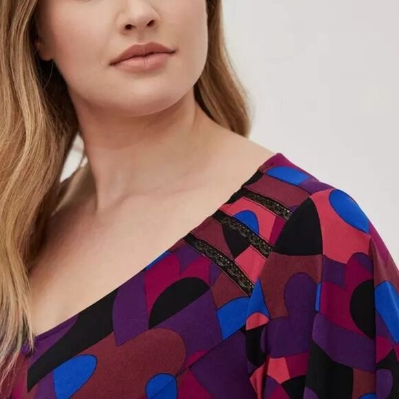 Multi Heart Flutter Mini Dress | Studio Knit V-Neck Button Front Size 2 - Picture 5 of 5